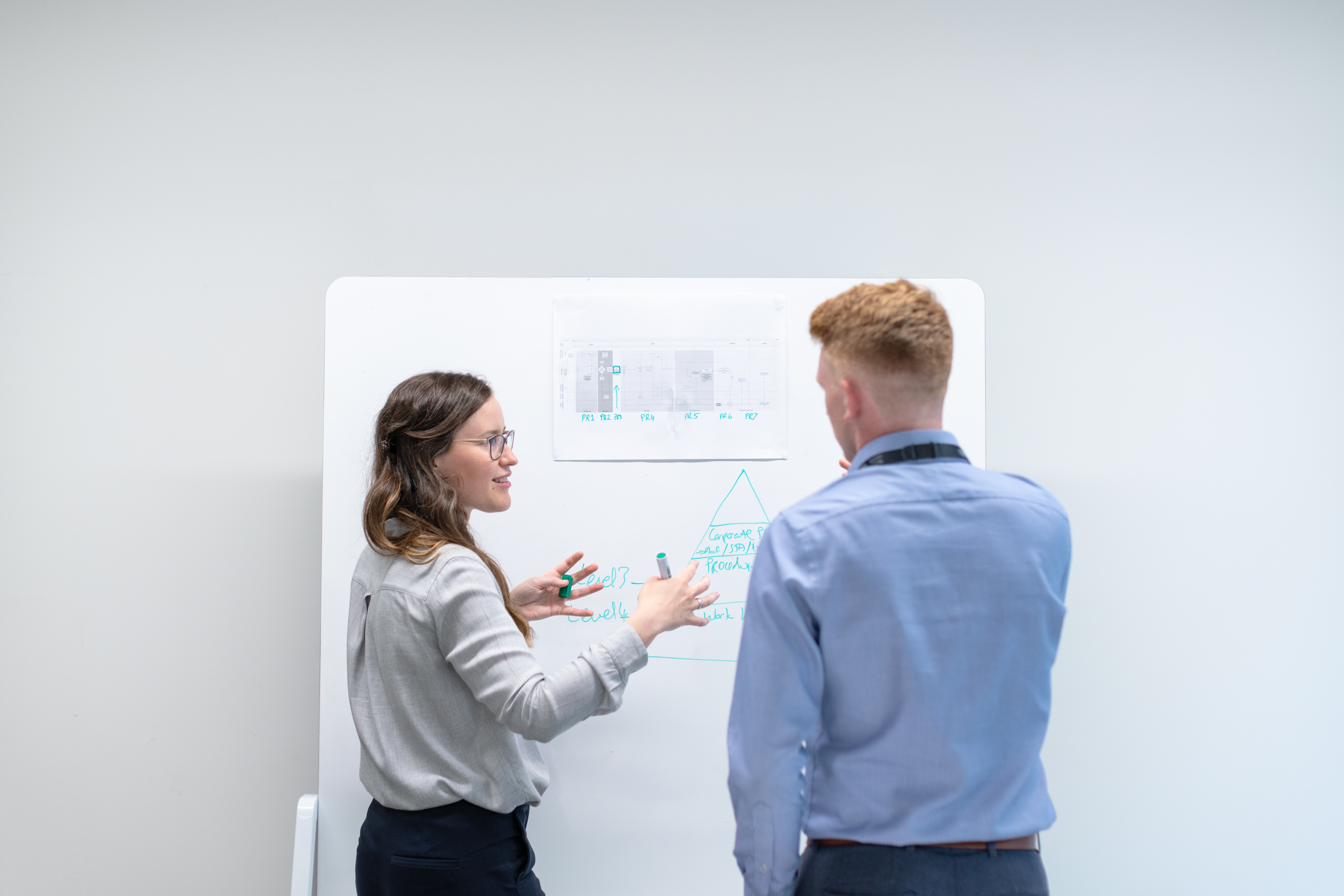 Two colleagues figuring out a solution